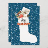 Snowy White Christmas Stocking with JOY, Editable Holiday Card (Front/Back)