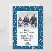 Snowy White Christmas Stocking with JOY, Editable Holiday Card (Back)