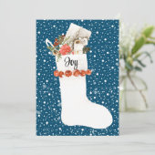 Snowy White Christmas Stocking with JOY, Editable Holiday Card (Standing Front)