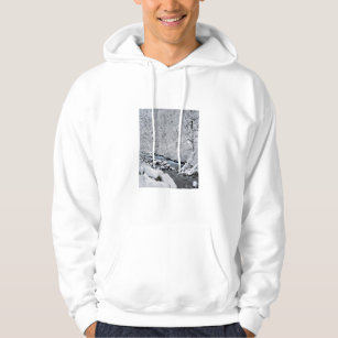 Snowy white creek scenic, Oregon Hoodie