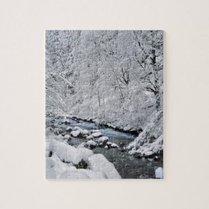 Snowy white creek scenic, Oregon Jigsaw Puzzle