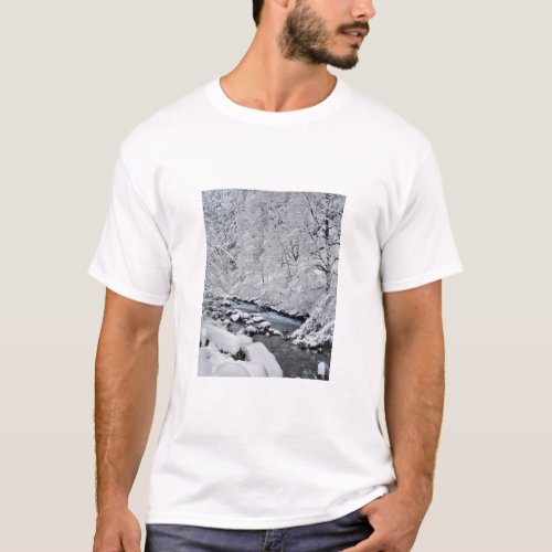 Snowy white creek scenic Oregon T_Shirt