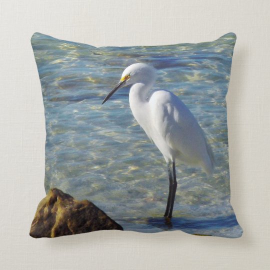 Snowy White Egret Throw Pillow | Zazzle.com