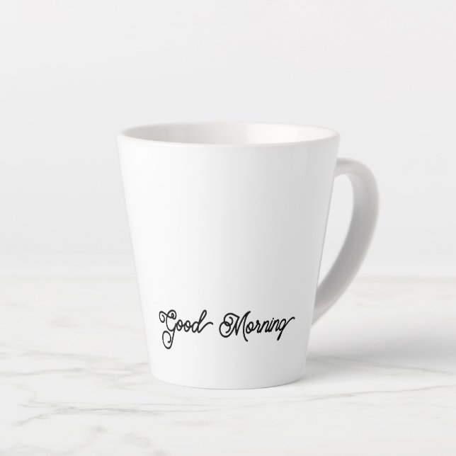 Snowy White Good Morning  Latte Mug (Right Angle)