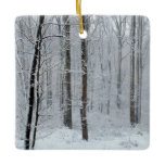 Snowy White Poplar Forest Ceramic Ornament