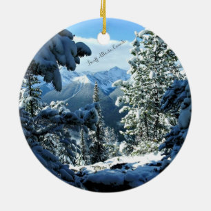 Snowy White Winter in Banff, Alberta, Canada Ceramic Ornament