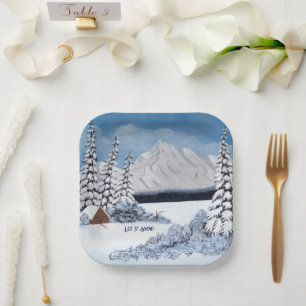 Snowy Winder Paper Plates