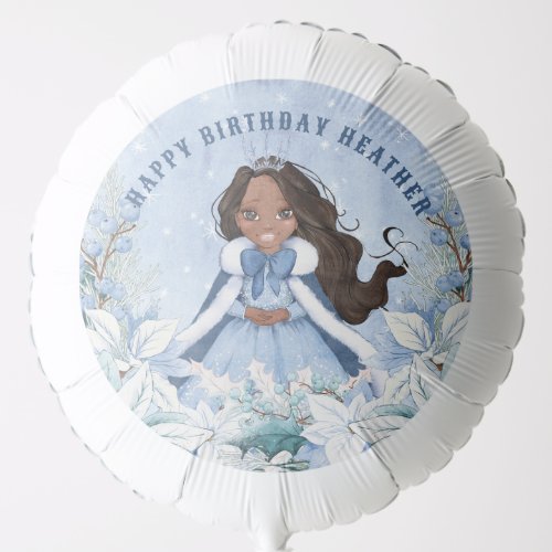 Snowy Winter African American Princess Birthday Balloon