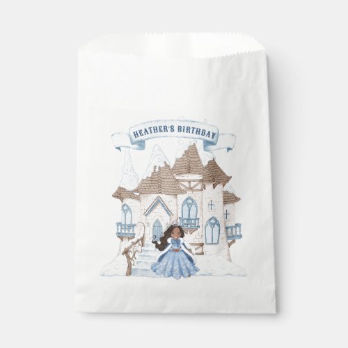 Snowy Winter African American Princess Birthday Favor Bag