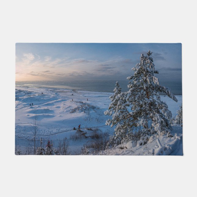 Snowy winter Baltic sea coast Doormat (Front)