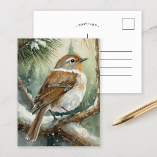 Snowy Winter Bird Modern Art Postcard