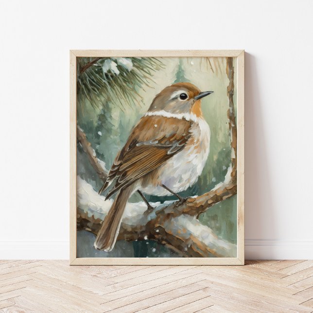 Snowy Winter Bird Modern Art Poster (Creator Uploaded)