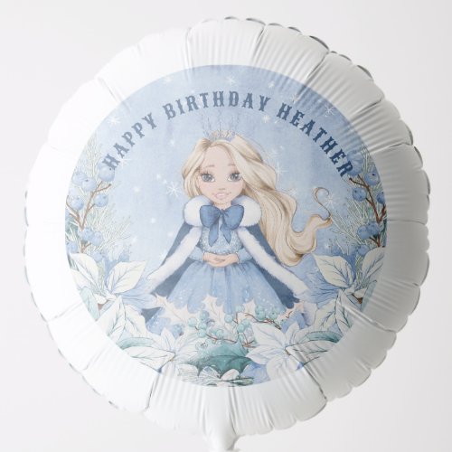 Snowy Winter Blonde Princess Birthday Balloon