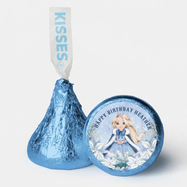 Snowy Winter Blonde Princess Birthday Hershey®'s Kisses® (Front)
