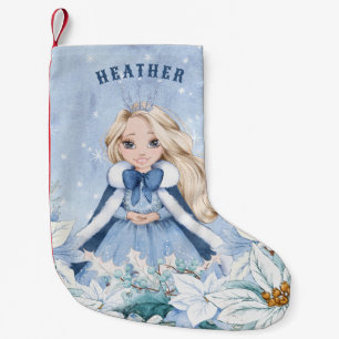 Snowy Winter Blonde Princess Small Christmas Stocking