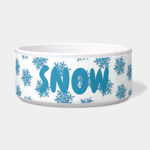 Snowy Winter Blue Snowflake Snow Dog Personalized Bowl