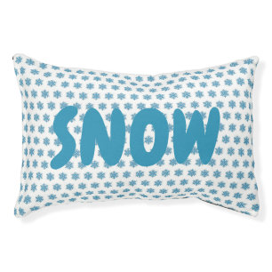 Snowy Winter Blue Snowflake Snow Dog Personalized Pet Bed