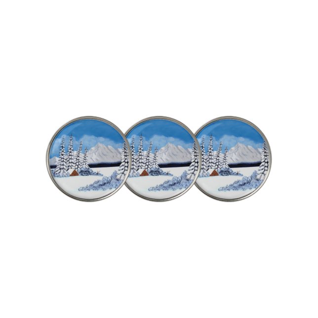 Snowy Winter Bright Golf Ball Markers (3 Up)