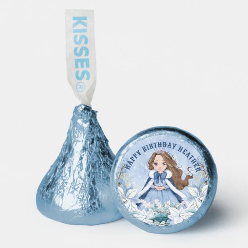 Snowy Winter Brunette Princess Birthday Hersheys Kisses