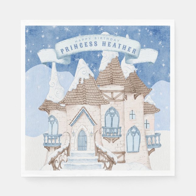 Snowy Winter Castle Napkins (Front)