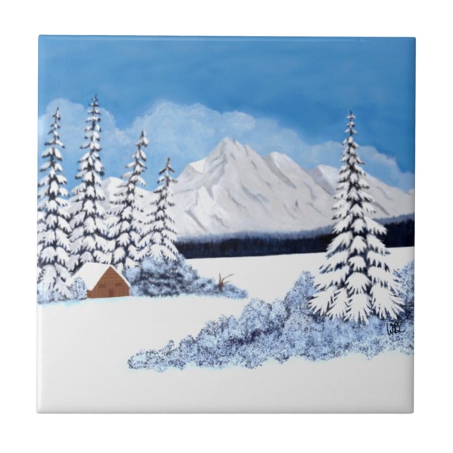 Snowy Winter Ceramic Tile (Front)