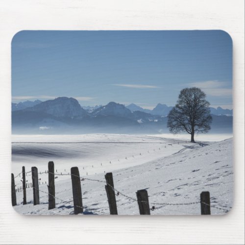 Snowy Winter Countryside Landscape Photo Mouse Pad