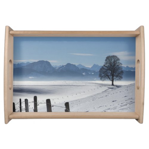 Snowy Winter Countryside Landscape Photo Serving Tray
