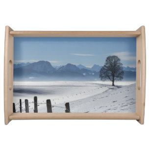 Snowy Winter Countryside Landscape Photo Serving Tray