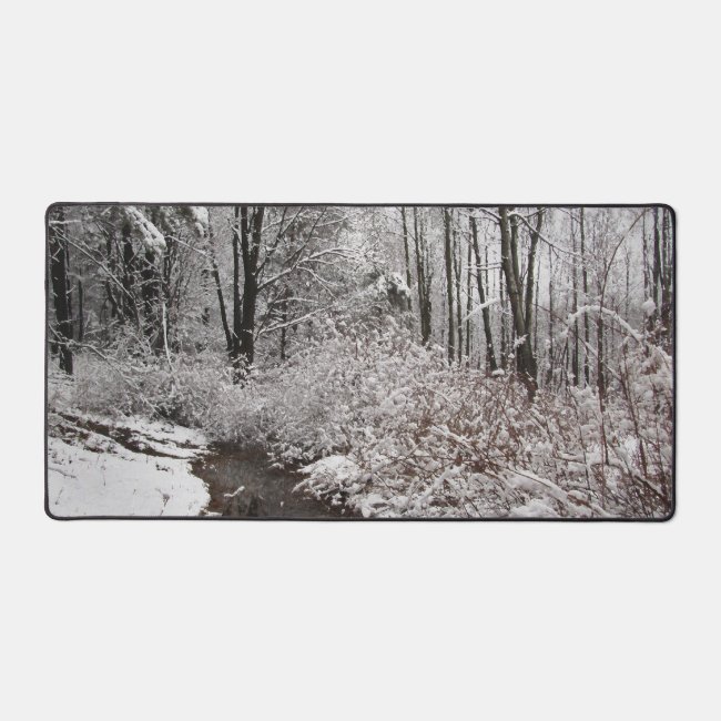 Snowy Winter Creek Desk Mat