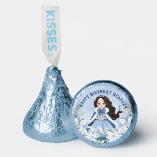 Snowy Winter Dark Haired Princess Birthday Hersheys Kisses