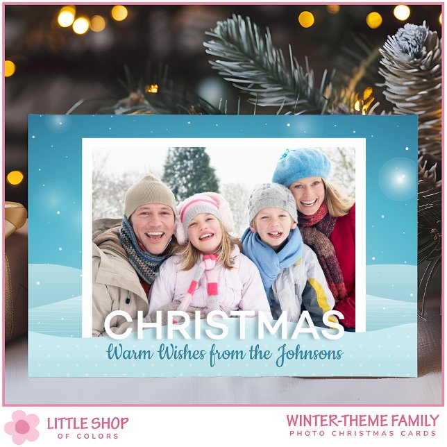 Snowy Winter Day Personalized Family Photo Holiday Card (Creator Uploaded)