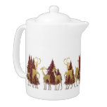 Snowy Winter Deer in Wooded Forest Teapot