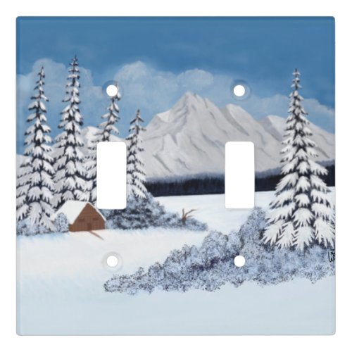 Snowy Winter Double Toggle Light Switch Cover