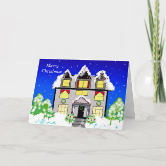 Snowy Winter Family Home Holiday Card