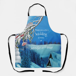 Snowy Winter Fantasy All in One Wedding Invite Apron