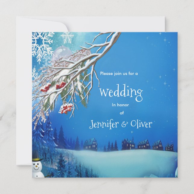 Snowy Winter Fantasy Wedding Invite (Front)