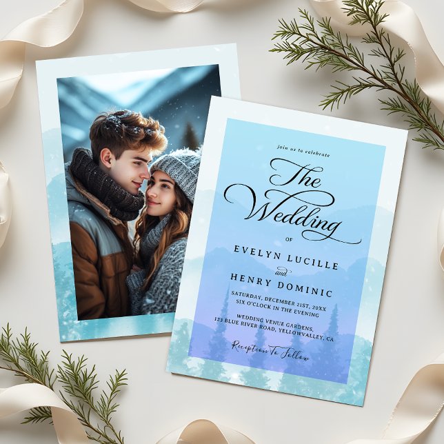 Snowy Winter Forest Elegant Photo Wedding Invitation (Creator Uploaded)