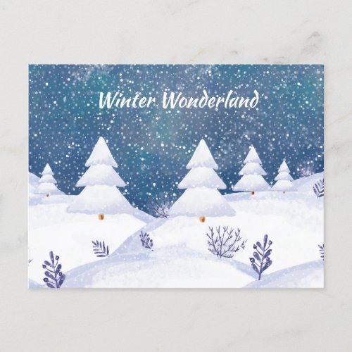 Snowy Winter Forest Holiday Postcard