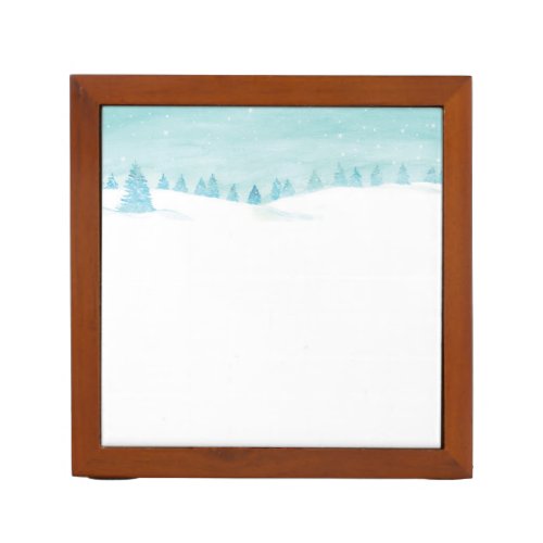 Snowy Winter Forest Landscape With Spruce Trees  Desk Organizer