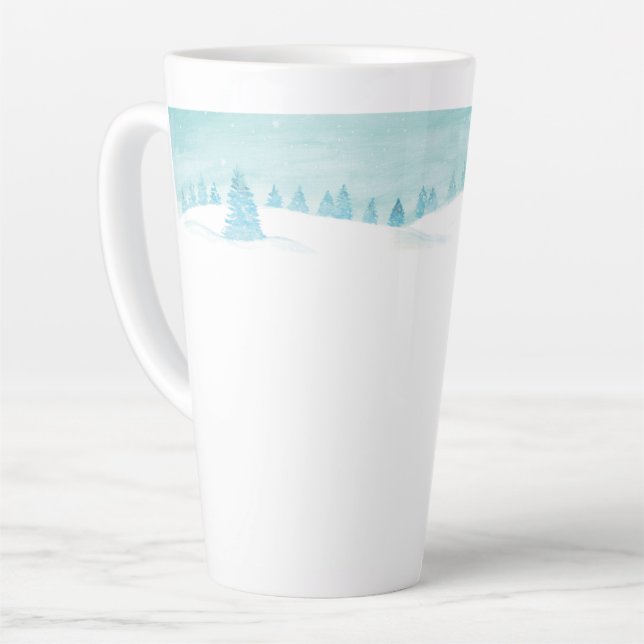 Snowy Winter Forest Landscape With Spruce Trees Latte Mug (Left Angle)