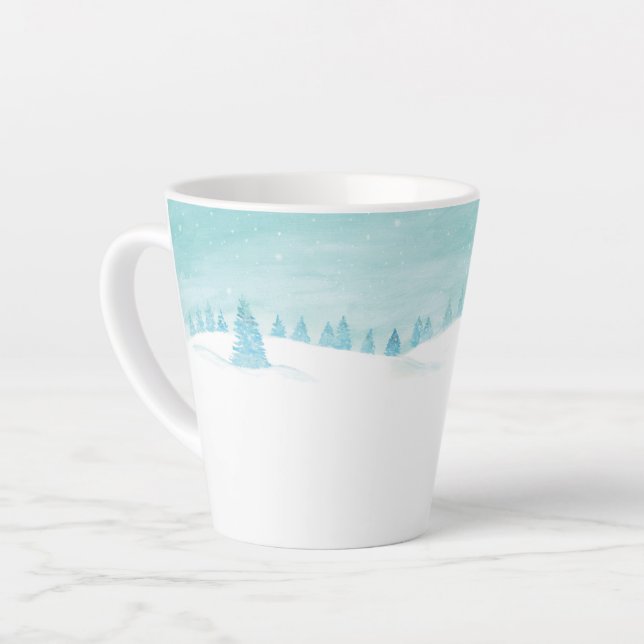 Snowy Winter Forest Landscape With Spruce Trees  Latte Mug (Left Angle)