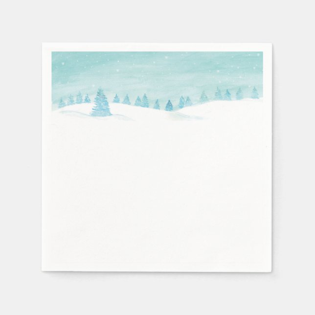 Snowy Winter Forest Landscape With Spruce Trees  Napkins (Front)