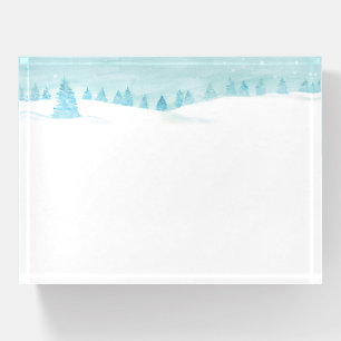 Snowy Winter Forest Landscape With Spruce Trees Paperweight