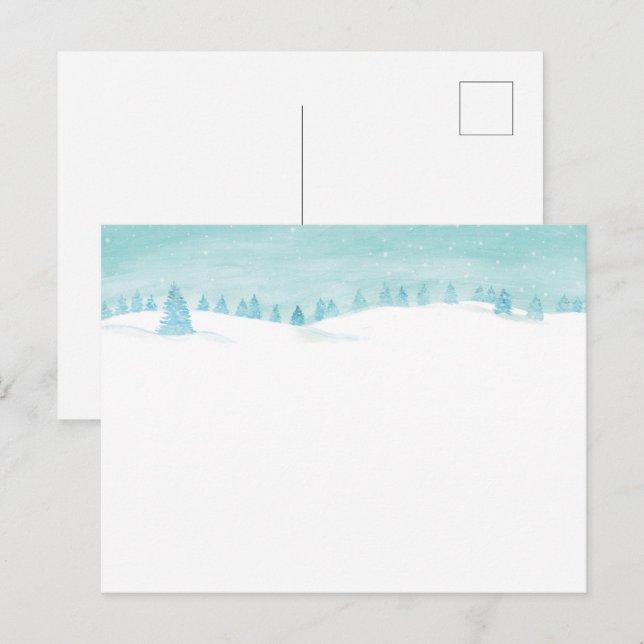 Snowy Winter Forest Landscape With Spruce Trees  Postcard (Front/Back)