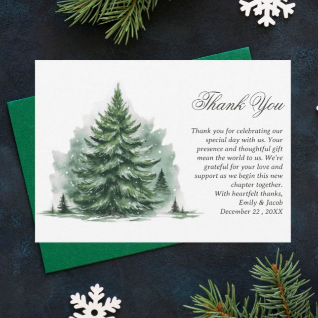 Snowy Winter Forest Wedding Thank You Card (Creator Uploaded)