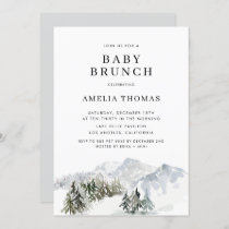 Snowy Winter Forest Woodland Baby Shower Invitation
