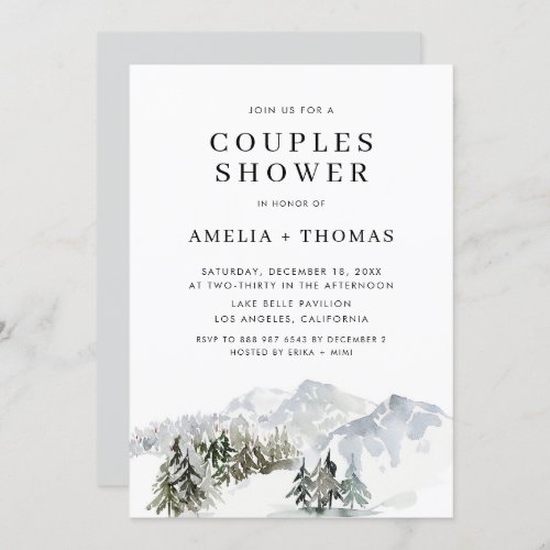 Snowy Winter Forest Woodland Couples Shower Invitation