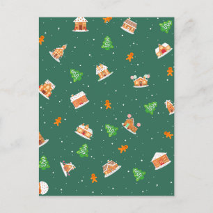 Snowy Winter Gingerbread House Cookies Holiday Postcard
