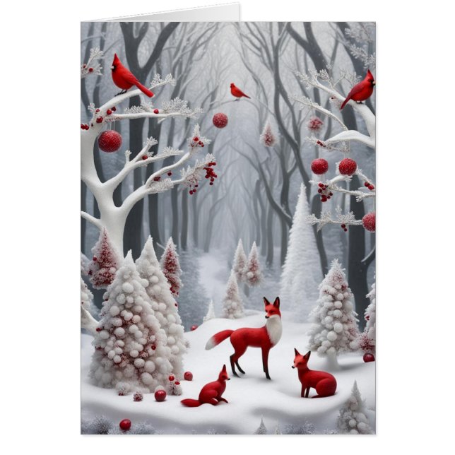 Snowy Winter Holiday Christmas Greeting Card (Front)