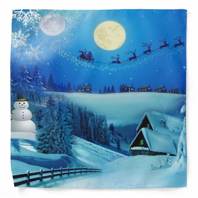 Snowy Winter Holiday Fantasy Bandana (Front)